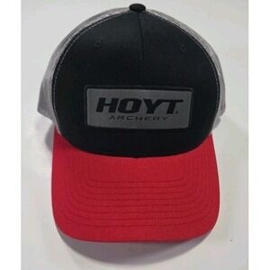 Hoyt Archery Mesh Back Adjustable Trucker Hat Red Black Grey Snapback - NEW